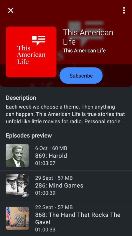 Der gleiche Link wie in AntennaPod angezeigt