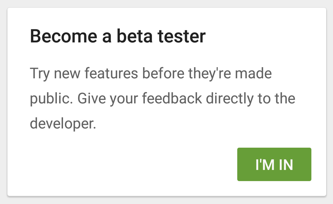 ベータテスターになる - Google Playの確認ウィンドウ